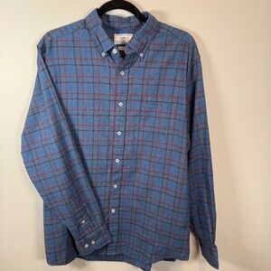 Men's Southern Tide Classic Fit Large Blue Check Flannel Shirt Sz L